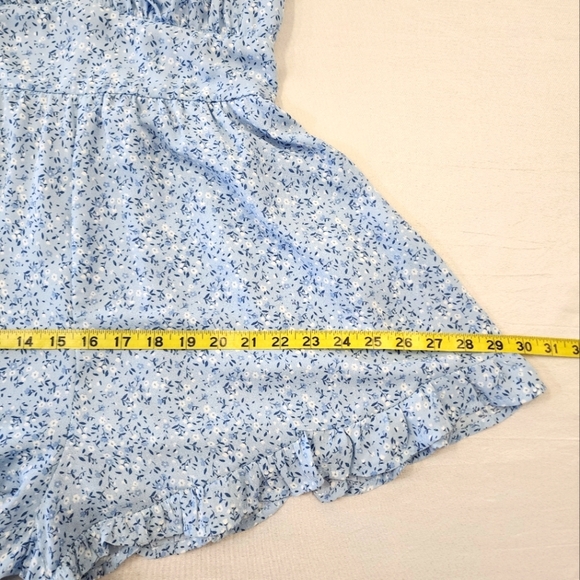 Trixxi Women's Sky Blue Flowy Floral Adjustable Spaghetti Strap Rompers, sz LG - Picture 6 of 16
